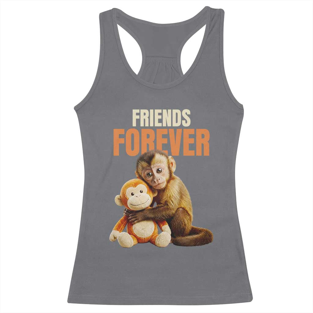 Friends Forever Viral Punch The Monkey Racerback Tank Top Cute Baby Monkey Hugging Plush Toy Best Friend Gift