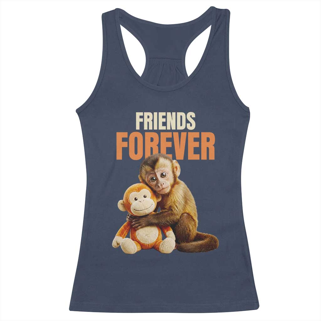 Friends Forever Viral Punch The Monkey Racerback Tank Top Cute Baby Monkey Hugging Plush Toy Best Friend Gift