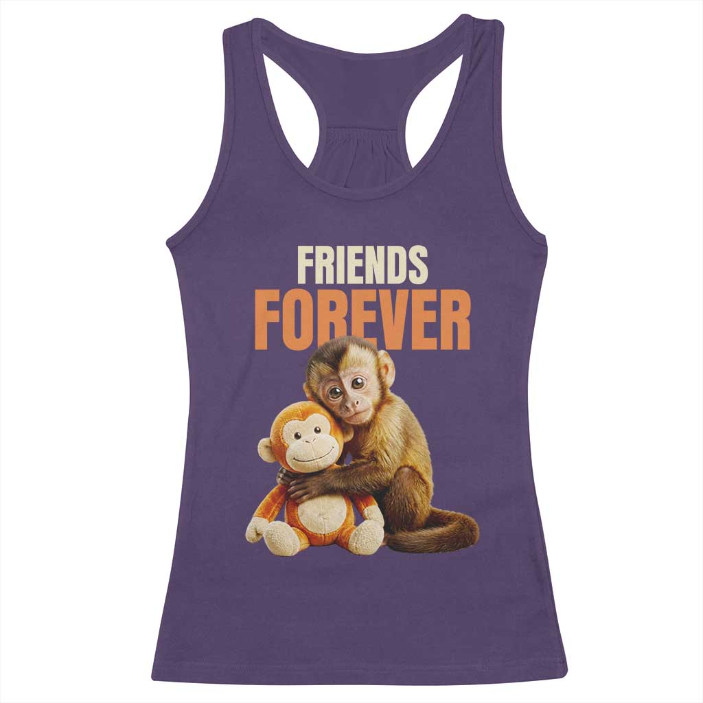 Friends Forever Viral Punch The Monkey Racerback Tank Top Cute Baby Monkey Hugging Plush Toy Best Friend Gift