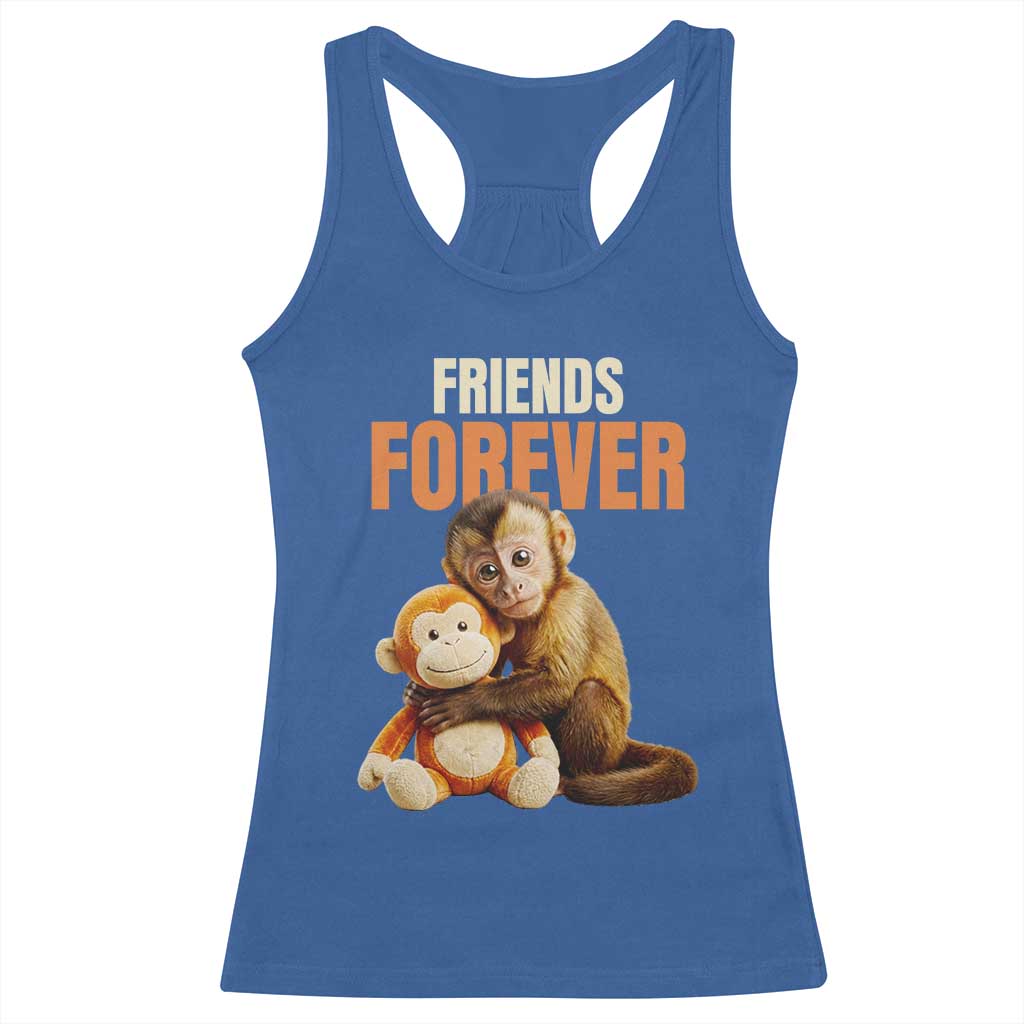 Friends Forever Viral Punch The Monkey Racerback Tank Top Cute Baby Monkey Hugging Plush Toy Best Friend Gift