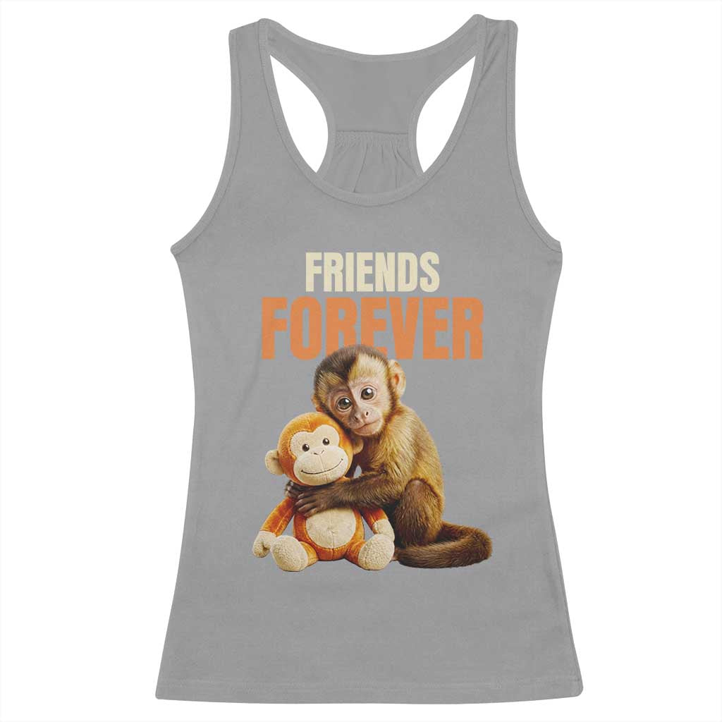 Friends Forever Viral Punch The Monkey Racerback Tank Top Cute Baby Monkey Hugging Plush Toy Best Friend Gift