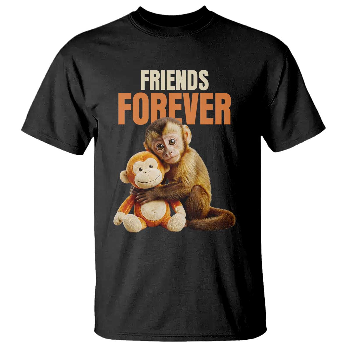 Friends Forever Viral Punch The Monkey T Shirt Cute Baby Monkey Hugging Plush Toy Best Friend Gift