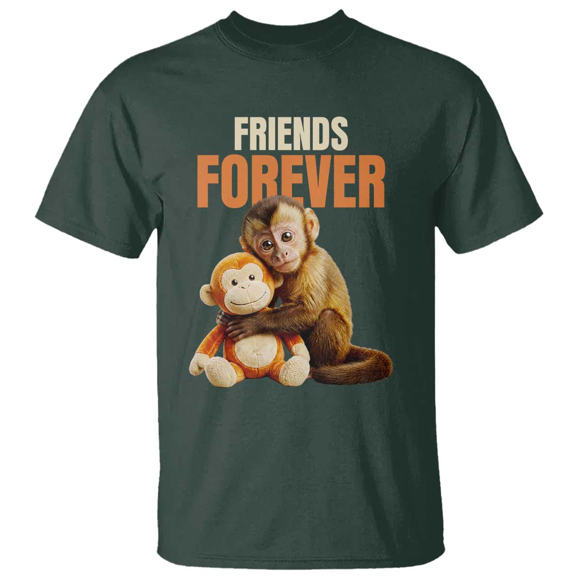 Friends Forever Viral Punch The Monkey T Shirt Cute Baby Monkey Hugging Plush Toy Best Friend Gift