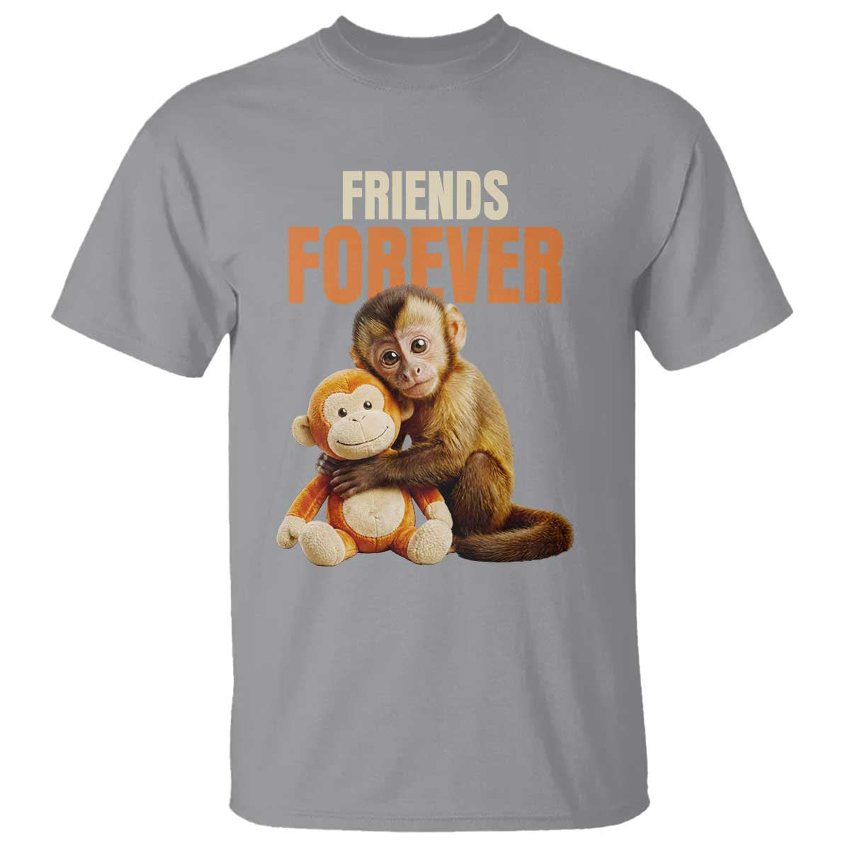 Friends Forever Viral Punch The Monkey T Shirt Cute Baby Monkey Hugging Plush Toy Best Friend Gift