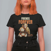 Friends Forever Viral Punch The Monkey T Shirt For Women Cute Baby Monkey Hugging Plush Toy Best Friend Gift