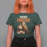 Friends Forever Viral Punch The Monkey T Shirt For Women Cute Baby Monkey Hugging Plush Toy Best Friend Gift
