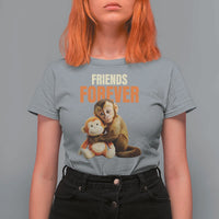 Friends Forever Viral Punch The Monkey T Shirt For Women Cute Baby Monkey Hugging Plush Toy Best Friend Gift