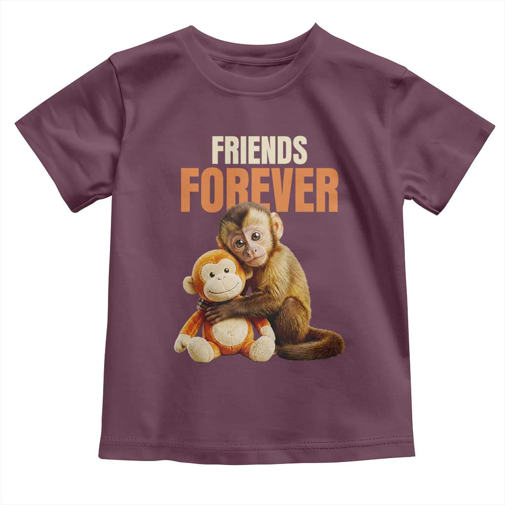 Friends Forever Viral Punch The Monkey Toddler T Shirt Cute Baby Monkey Hugging Plush Toy Best Friend Gift