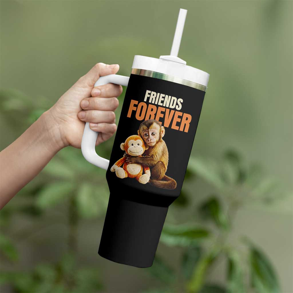 Friends Forever Viral Punch The Monkey Tumbler With Handle Cute Baby Monkey Hugging Plush Toy Best Friend Gift