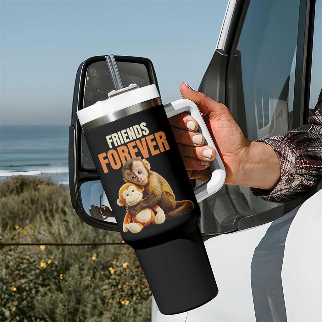 Friends Forever Viral Punch The Monkey Tumbler With Handle Cute Baby Monkey Hugging Plush Toy Best Friend Gift