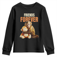 Friends Forever Viral Punch The Monkey Youth Sweatshirt Cute Baby Monkey Hugging Plush Toy Best Friend Gift