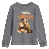 Friends Forever Viral Punch The Monkey Youth Sweatshirt Cute Baby Monkey Hugging Plush Toy Best Friend Gift