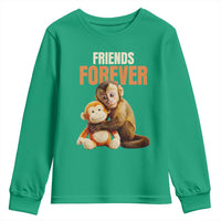 Friends Forever Viral Punch The Monkey Youth Sweatshirt Cute Baby Monkey Hugging Plush Toy Best Friend Gift