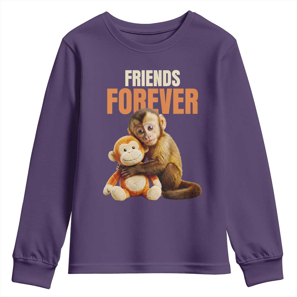Friends Forever Viral Punch The Monkey Youth Sweatshirt Cute Baby Monkey Hugging Plush Toy Best Friend Gift