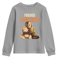 Friends Forever Viral Punch The Monkey Youth Sweatshirt Cute Baby Monkey Hugging Plush Toy Best Friend Gift
