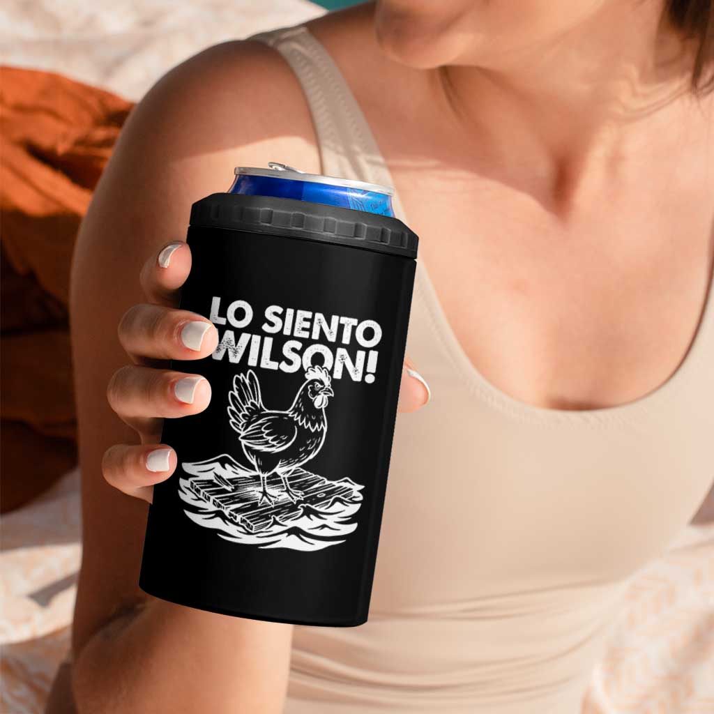 Lo Siento Wilson Funny Chicken Floating Meme 4 in 1 Can Cooler Tumbler Viral Rooster Spanish Apology Trend