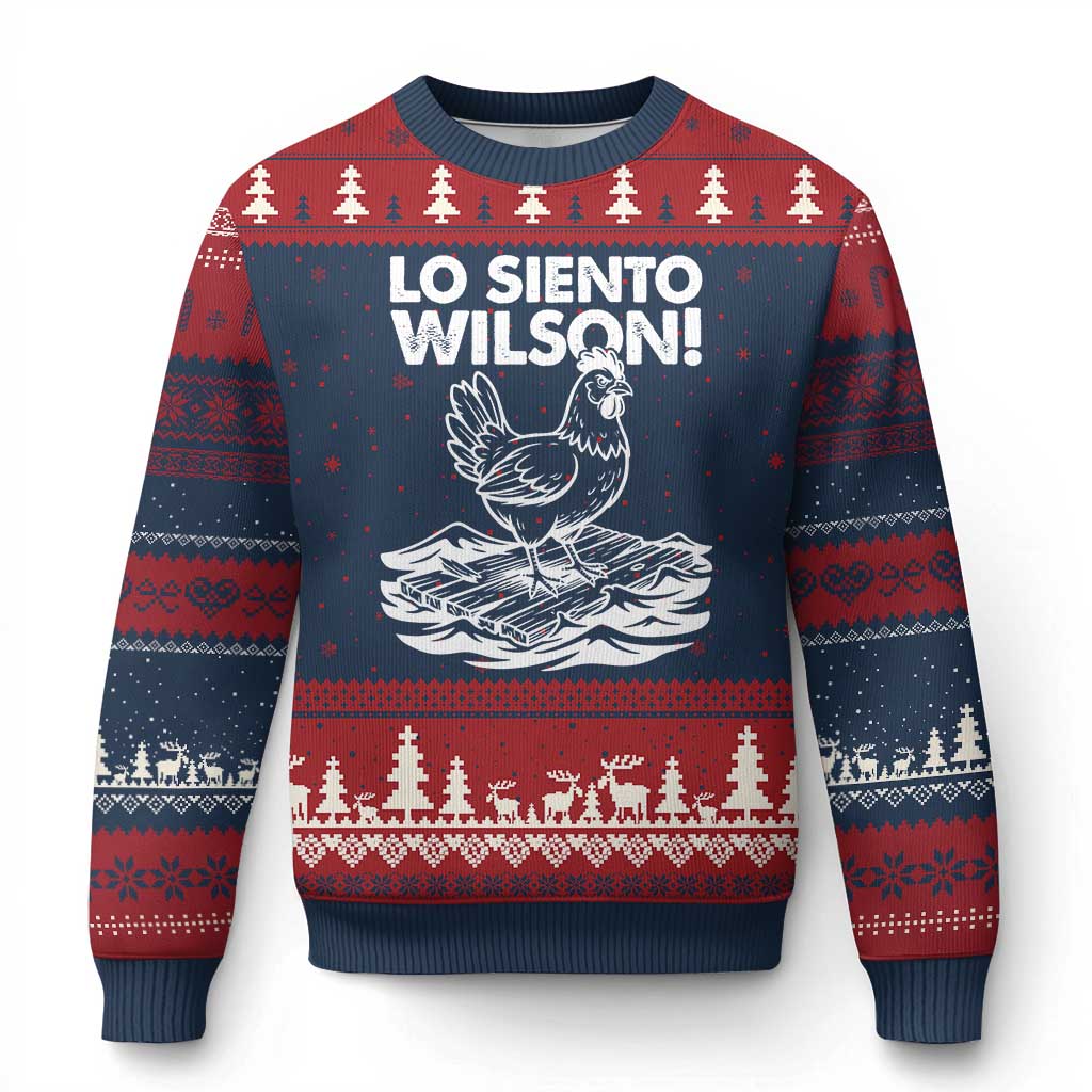 Lo Siento Wilson Funny Chicken Floating Meme Ugly Christmas Sweater Viral Rooster Spanish Apology Trend