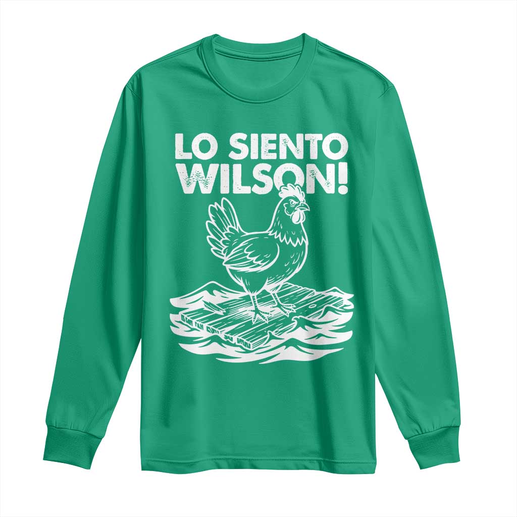 Lo Siento Wilson Funny Chicken Floating Meme Long Sleeve Shirt Viral Rooster Spanish Apology Trend