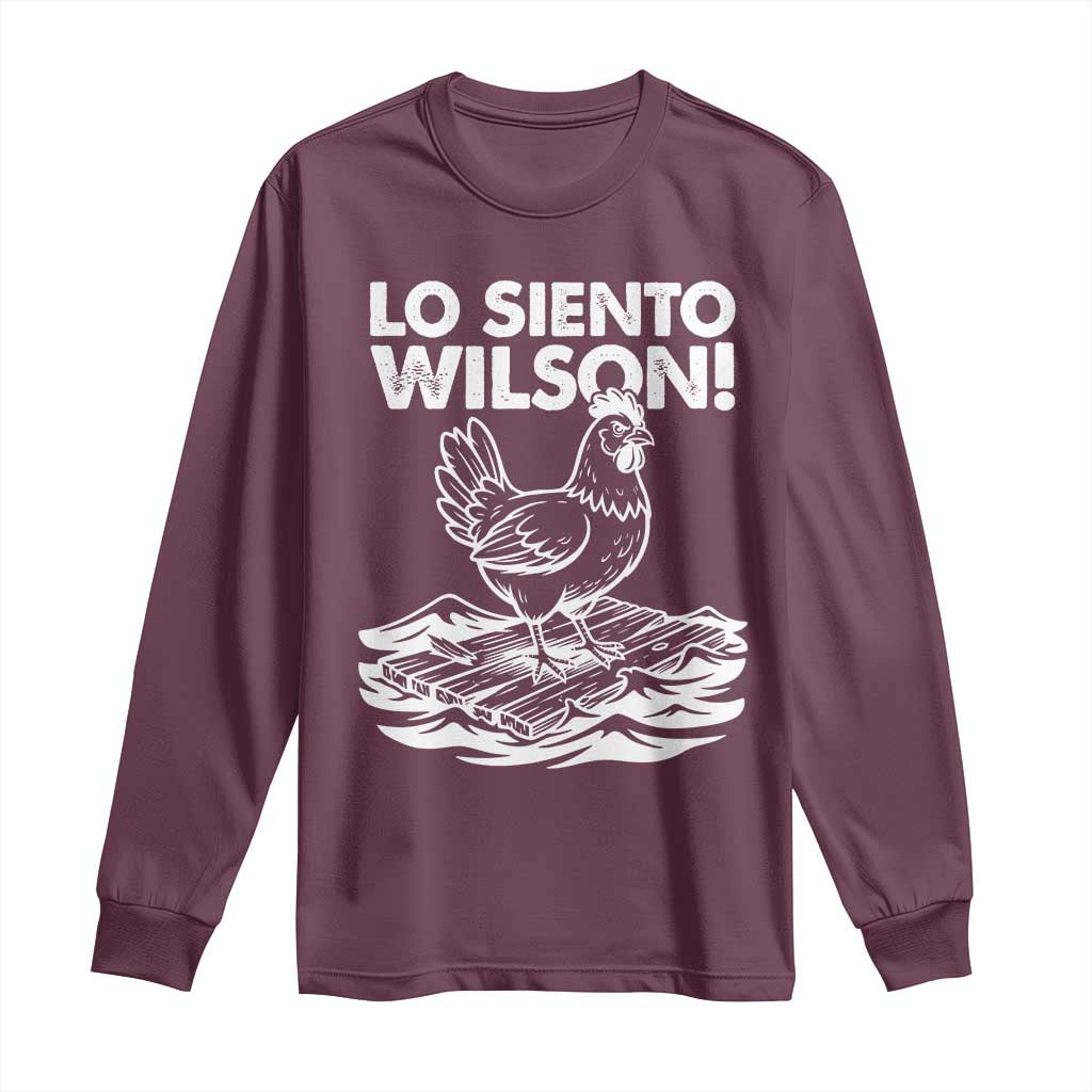 Lo Siento Wilson Funny Chicken Floating Meme Long Sleeve Shirt Viral Rooster Spanish Apology Trend