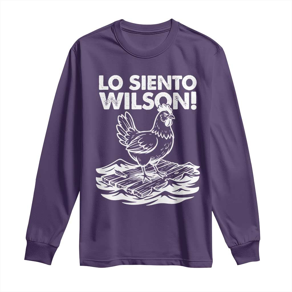 Lo Siento Wilson Funny Chicken Floating Meme Long Sleeve Shirt Viral Rooster Spanish Apology Trend