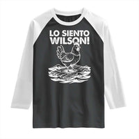 Lo Siento Wilson Funny Chicken Floating Meme Raglan Shirt Viral Rooster Spanish Apology Trend