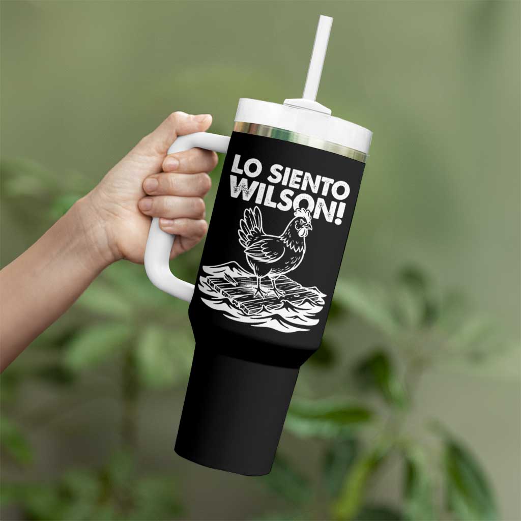 Lo Siento Wilson Funny Chicken Floating Meme Tumbler With Handle Viral Rooster Spanish Apology Trend