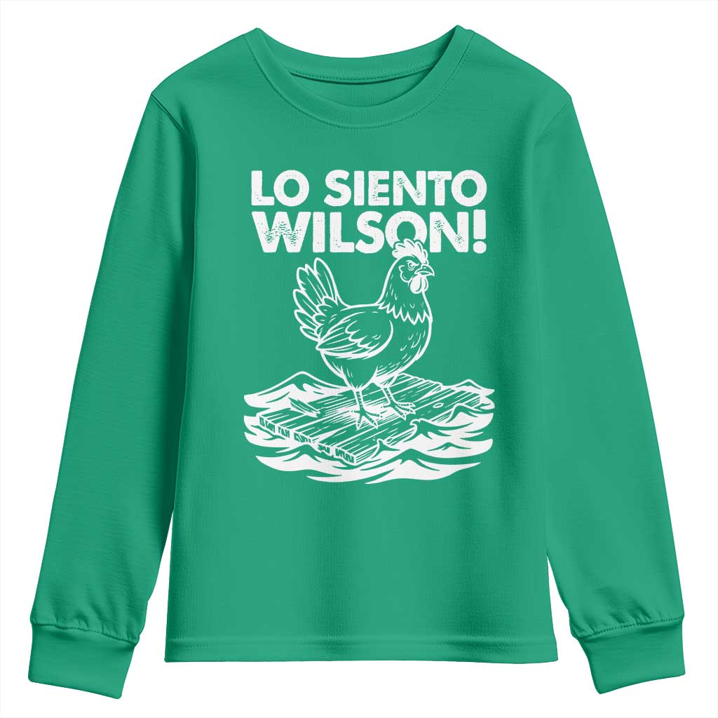 Lo Siento Wilson Funny Chicken Floating Meme Youth Sweatshirt Viral Rooster Spanish Apology Trend