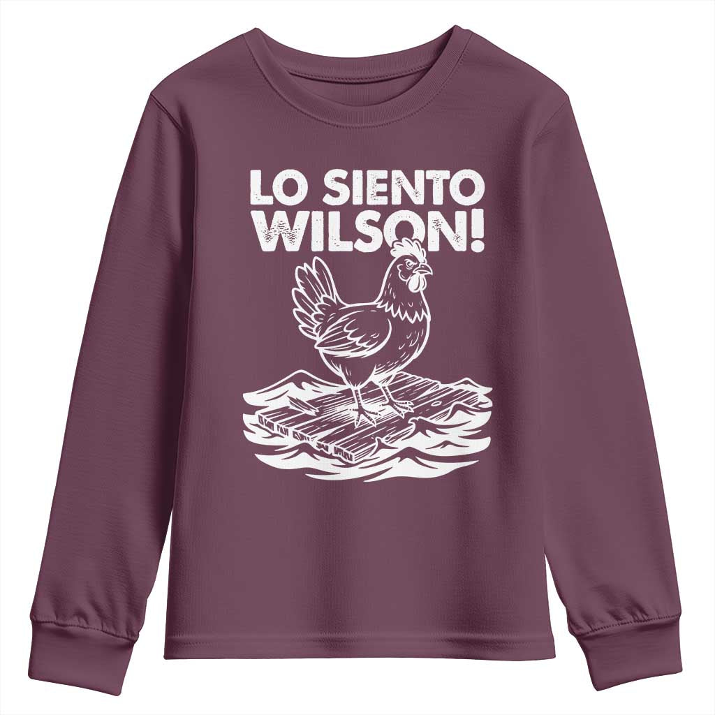 Lo Siento Wilson Funny Chicken Floating Meme Youth Sweatshirt Viral Rooster Spanish Apology Trend