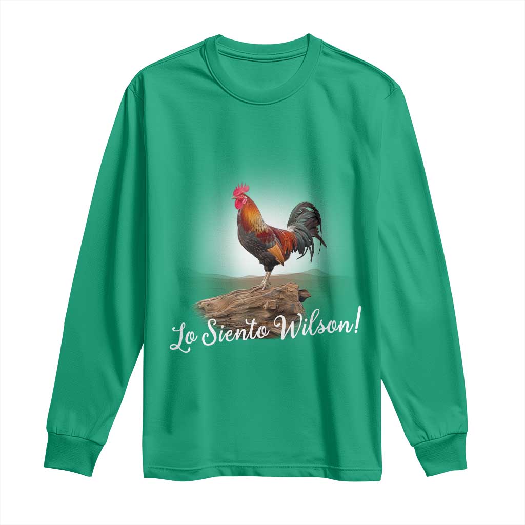 Lo Siento Wilson Funny Chicken Floating Meme Long Sleeve Shirt Dramatic Rooster Parody Spanish Apology