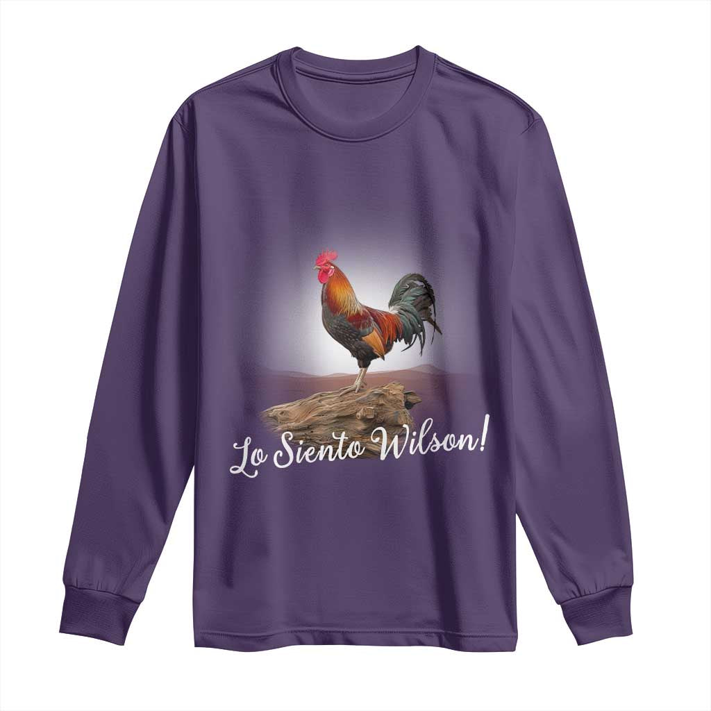Lo Siento Wilson Funny Chicken Floating Meme Long Sleeve Shirt Dramatic Rooster Parody Spanish Apology