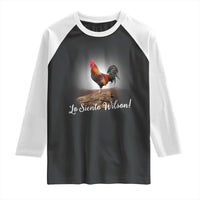 Lo Siento Wilson Funny Chicken Floating Meme Raglan Shirt Dramatic Rooster Parody Spanish Apology