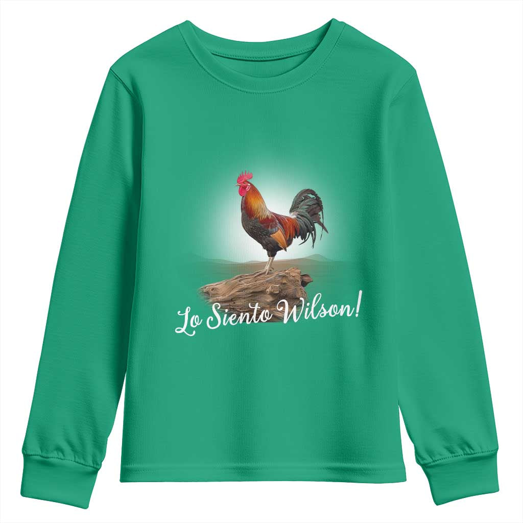 Lo Siento Wilson Funny Chicken Floating Meme Youth Sweatshirt Dramatic Rooster Parody Spanish Apology