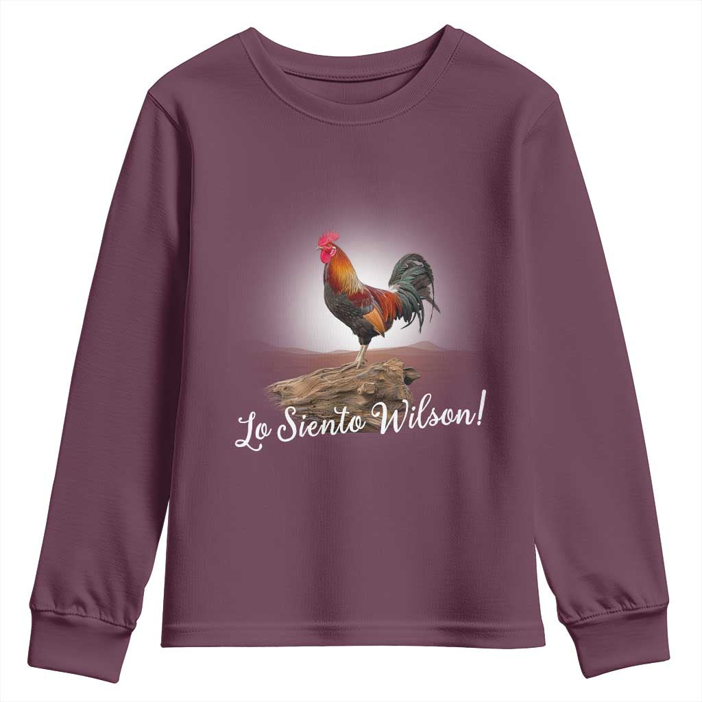 Lo Siento Wilson Funny Chicken Floating Meme Youth Sweatshirt Dramatic Rooster Parody Spanish Apology