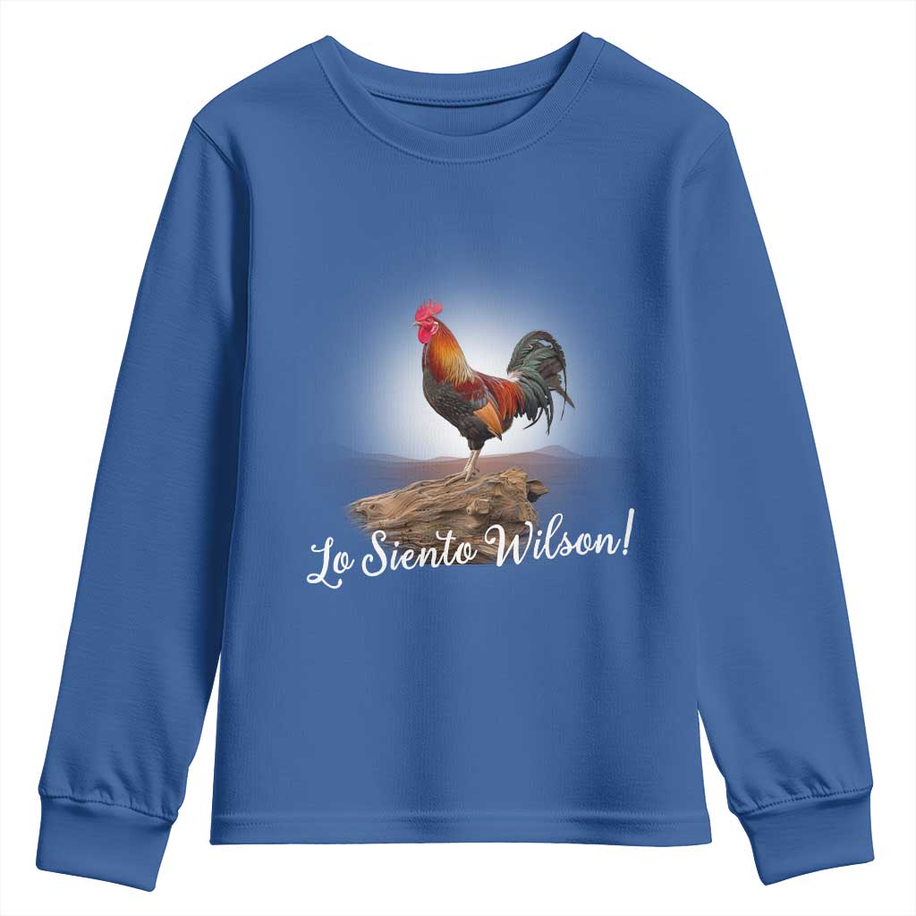 Lo Siento Wilson Funny Chicken Floating Meme Youth Sweatshirt Dramatic Rooster Parody Spanish Apology