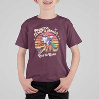 Princess Donut and Mongo Ride or Roar T Shirt For Kid Funny Cat Riding Dinosaur Retro Sunset