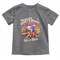 Princess Donut and Mongo Ride or Roar Toddler T Shirt Funny Cat Riding Dinosaur Retro Sunset