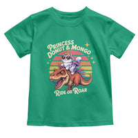 Princess Donut and Mongo Ride or Roar Toddler T Shirt Funny Cat Riding Dinosaur Retro Sunset