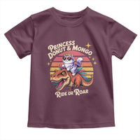 Princess Donut and Mongo Ride or Roar Toddler T Shirt Funny Cat Riding Dinosaur Retro Sunset