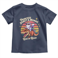 Princess Donut and Mongo Ride or Roar Toddler T Shirt Funny Cat Riding Dinosaur Retro Sunset