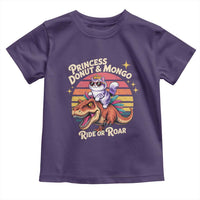 Princess Donut and Mongo Ride or Roar Toddler T Shirt Funny Cat Riding Dinosaur Retro Sunset