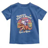 Princess Donut and Mongo Ride or Roar Toddler T Shirt Funny Cat Riding Dinosaur Retro Sunset