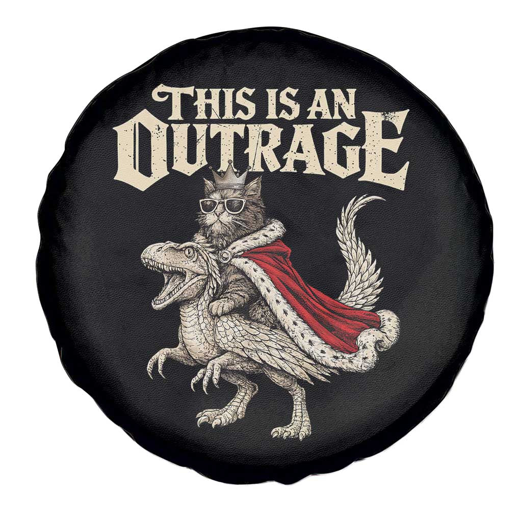 This Is an Outrage Royal Cat Spare Tire Cover Funny Princess Cat Riding Dragon Fantasy