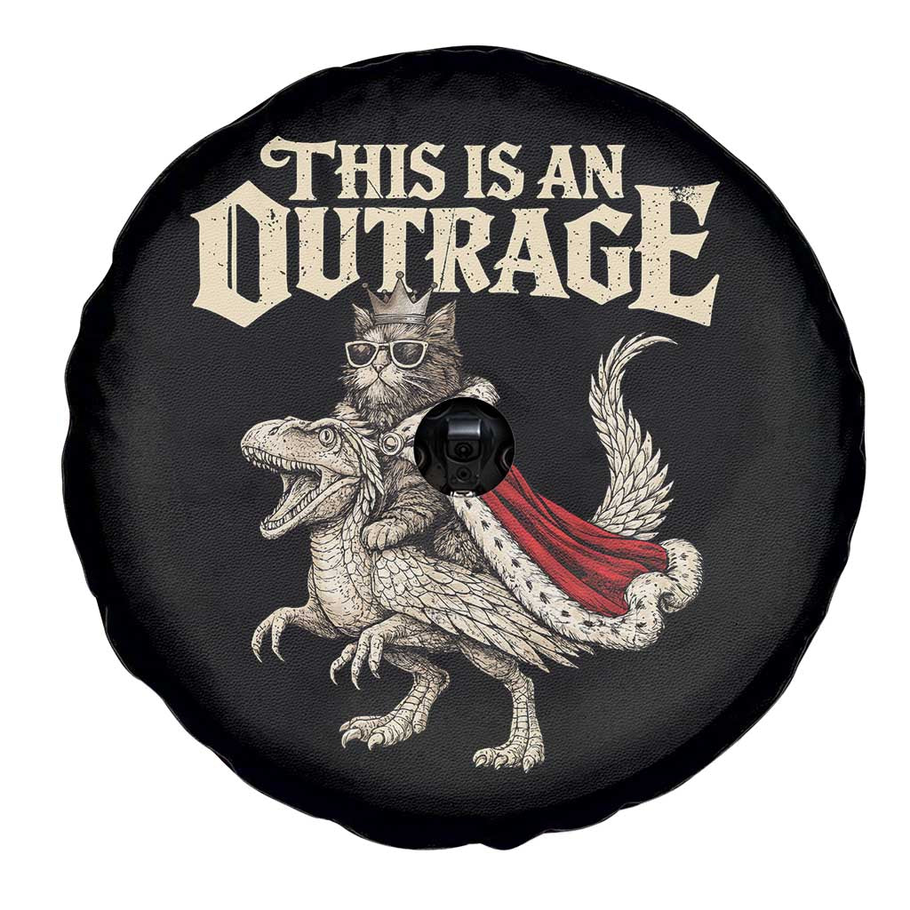 This Is an Outrage Royal Cat Spare Tire Cover Funny Princess Cat Riding Dragon Fantasy