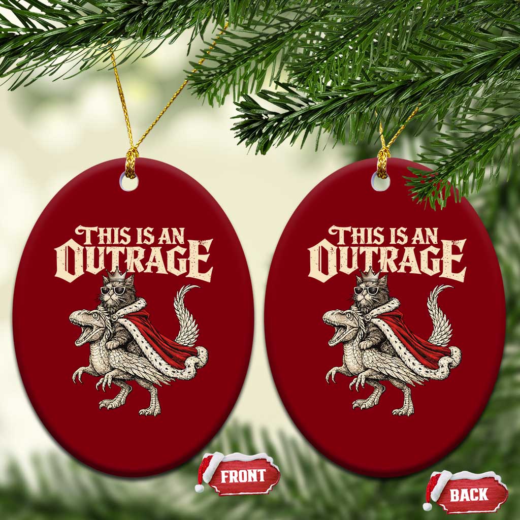 This Is an Outrage Royal Cat Ceramic Ornament Funny Princess Cat Riding Dragon Fantasy