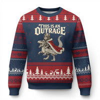 This Is an Outrage Royal Cat Ugly Christmas Sweater Funny Princess Cat Riding Dragon Fantasy