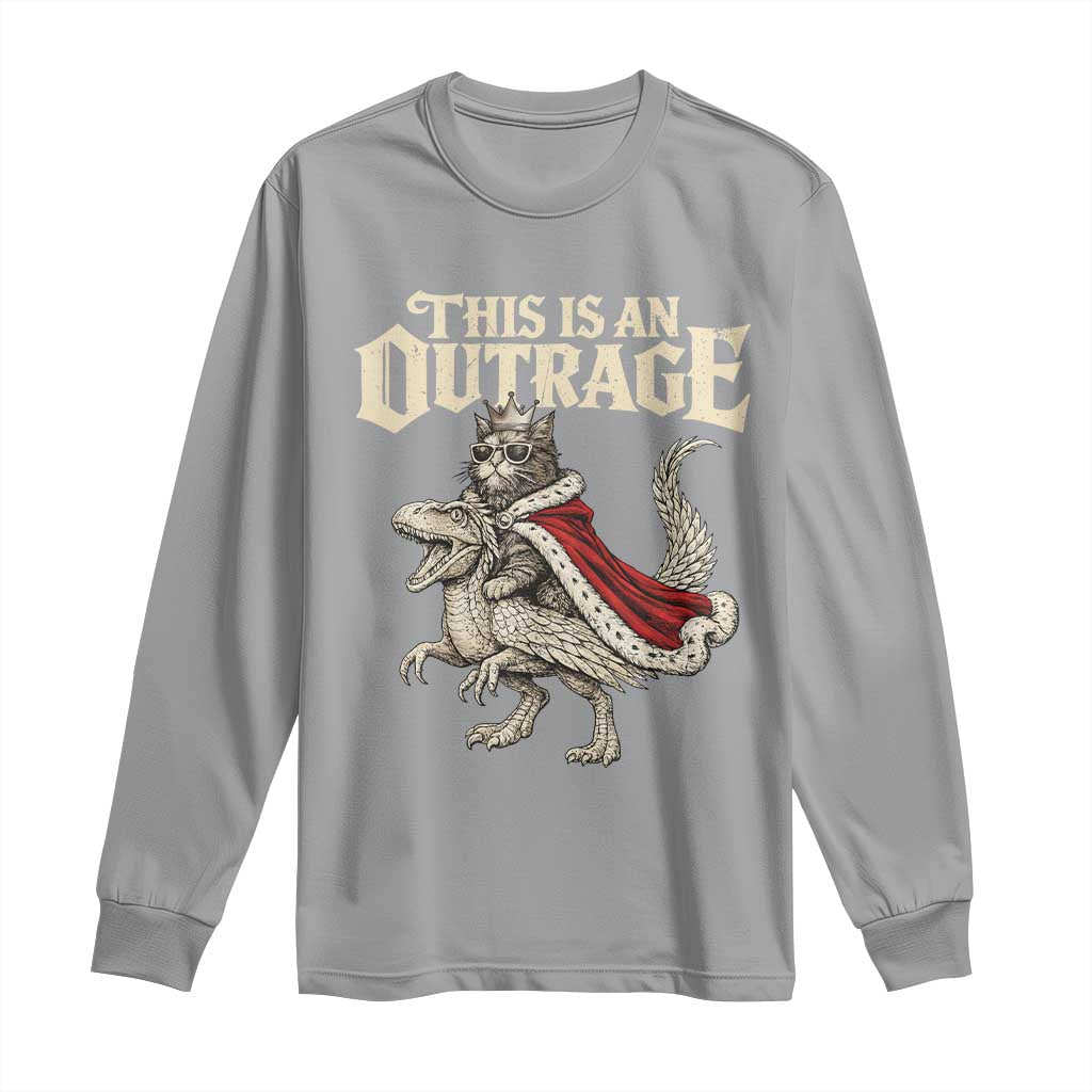 This Is an Outrage Royal Cat Long Sleeve Shirt Funny Princess Cat Riding Dragon Fantasy