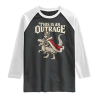 This Is an Outrage Royal Cat Raglan Shirt Funny Princess Cat Riding Dragon Fantasy