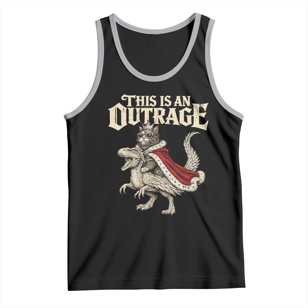 This Is an Outrage Royal Cat Tank Top Funny Princess Cat Riding Dragon Fantasy