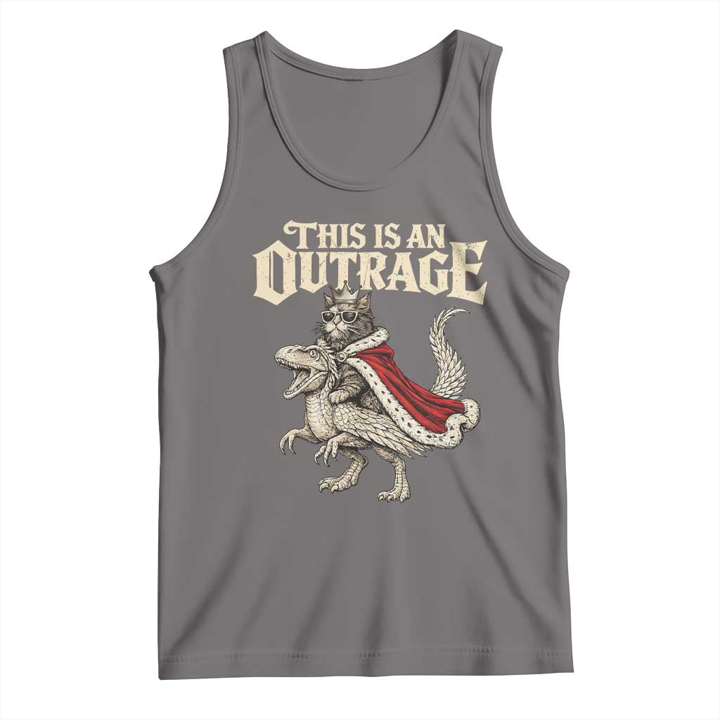 This Is an Outrage Royal Cat Tank Top Funny Princess Cat Riding Dragon Fantasy