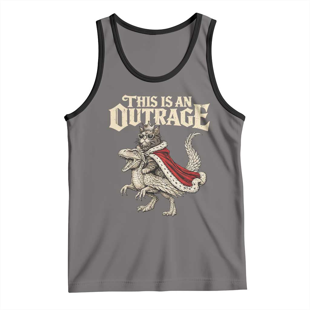 This Is an Outrage Royal Cat Tank Top Funny Princess Cat Riding Dragon Fantasy